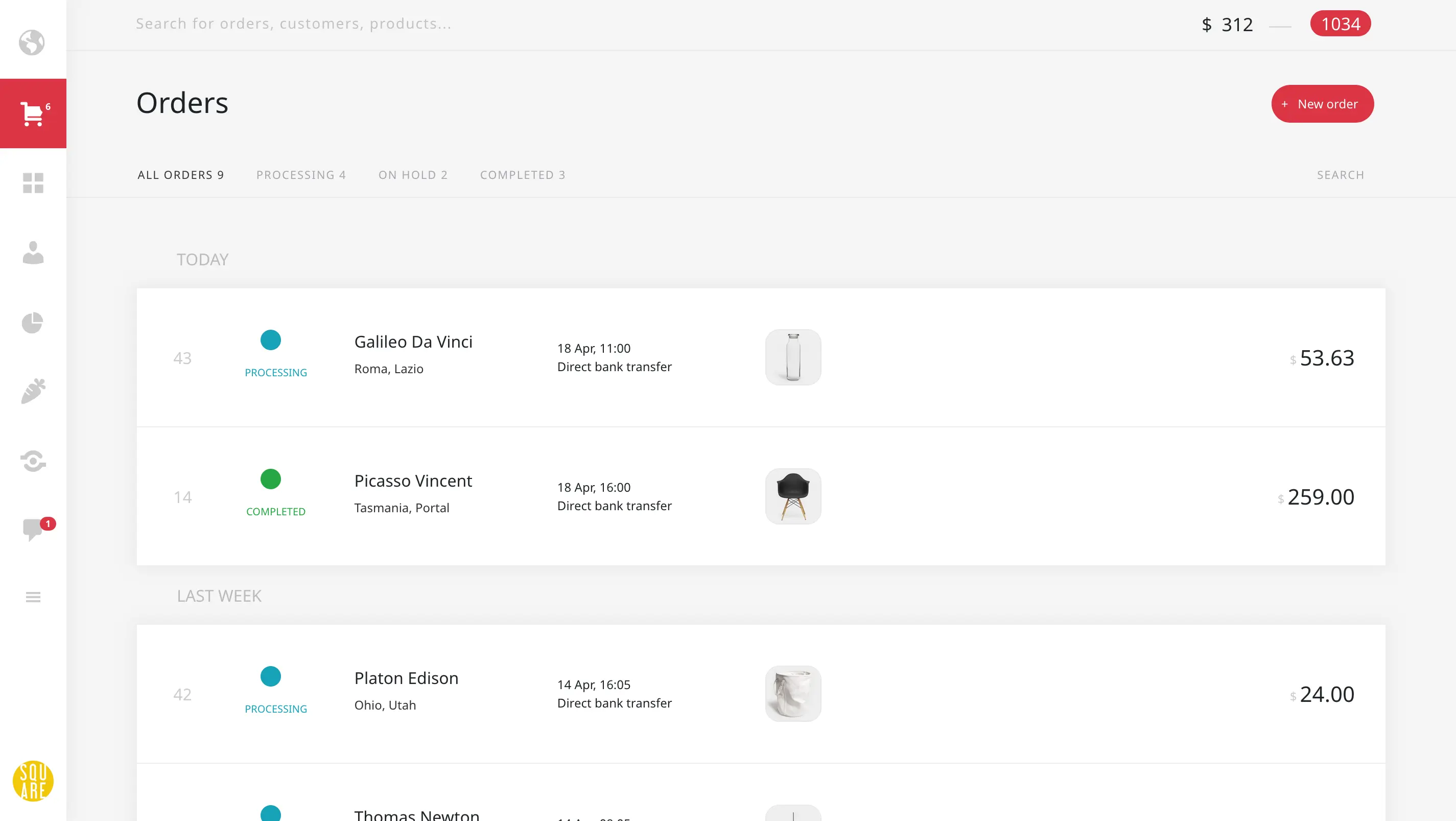 Screenshot of how Energy+ restyles the WooCommerce order list.