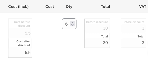 Screenshot of the new column that RD Order Modifier for WooCommerce adds to the edit product view inside the edit order view. In this screenshot, the Dashify theme has been applied, so its styled are slightly updated.